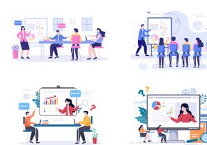 15 Business Online Training Vector Illustration