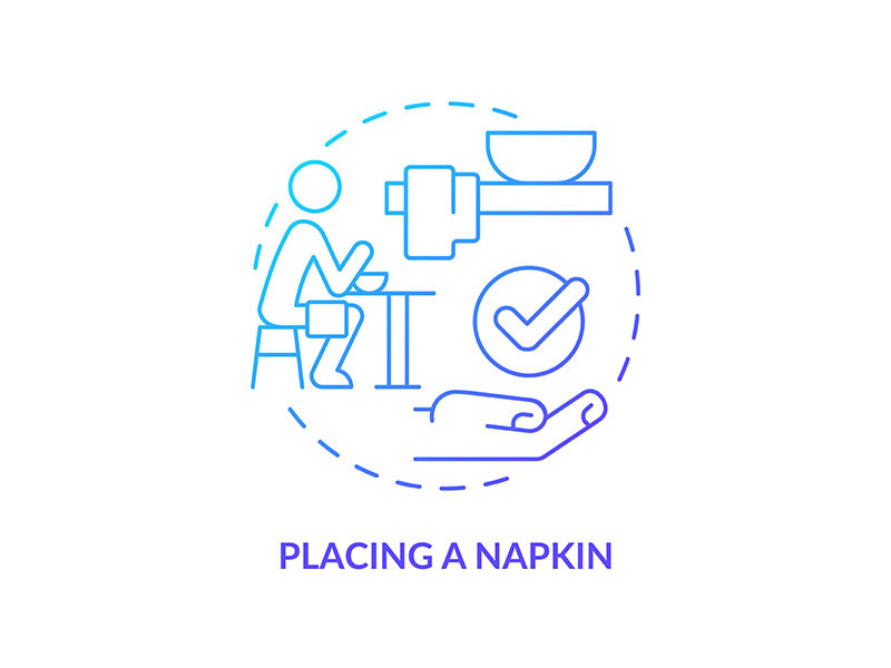 Placing napkin blue gradient concept icon