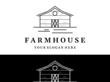 Logo design of organic farm house or barn or barn and animal farmhouse vintage.Vintage country logo.