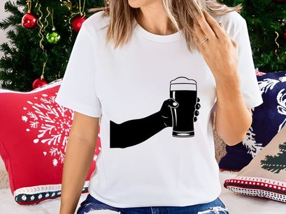 Cat drinking dark beer from glass mug vector illustration