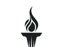 Burning Torch Fire Flame with Pillar column logo design