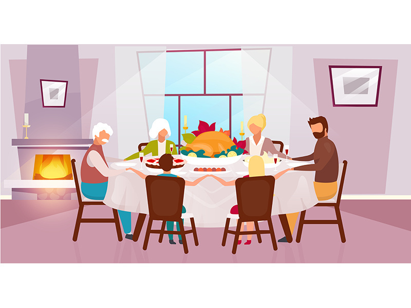 Thanksgiving day flat vector illustration