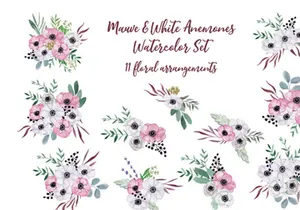 Free Watercolor Anemones Bouquets