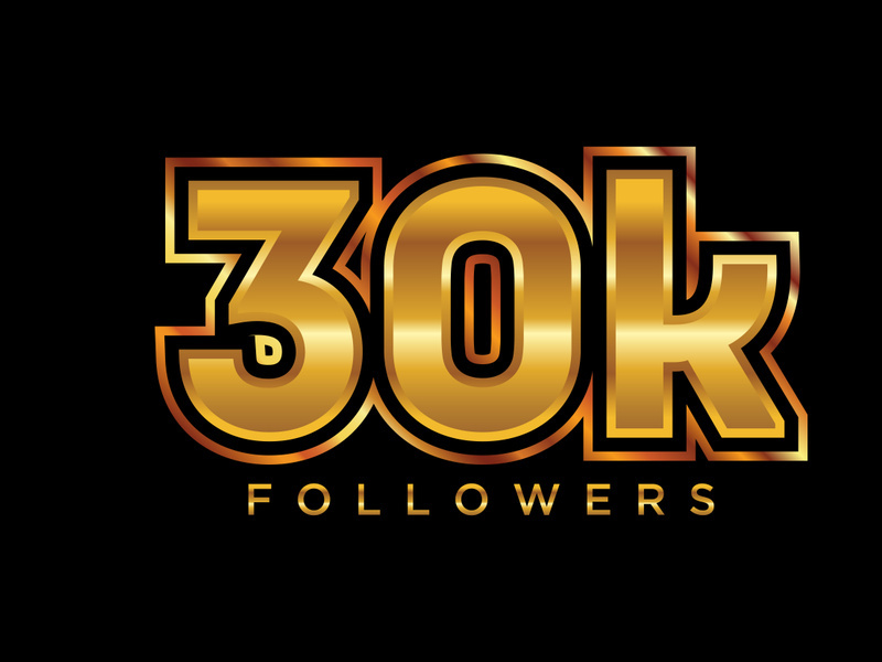 3d golden 30k followers social media celebration design. Vector illustration
