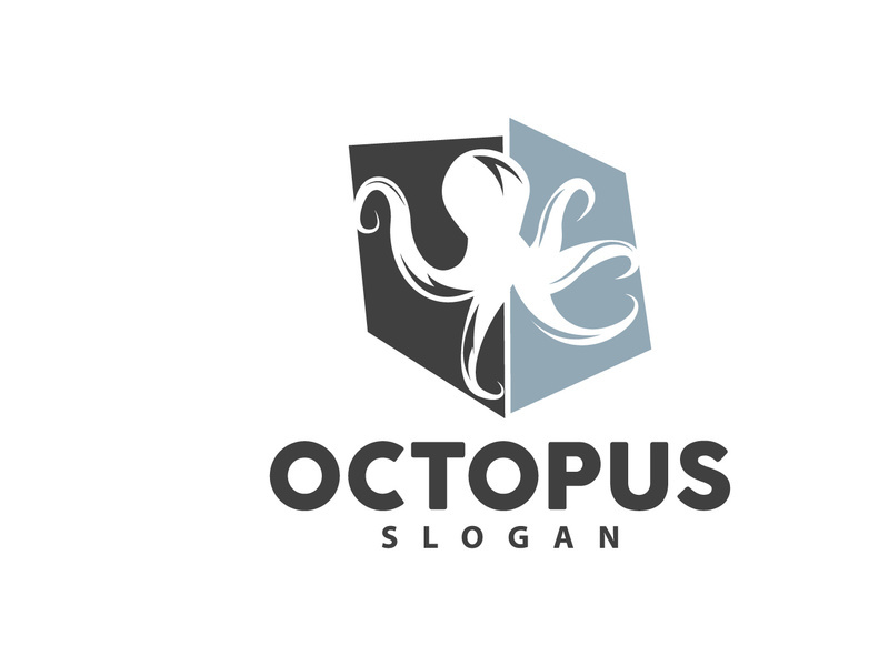 Octopus Logo, Sea Animals Vector