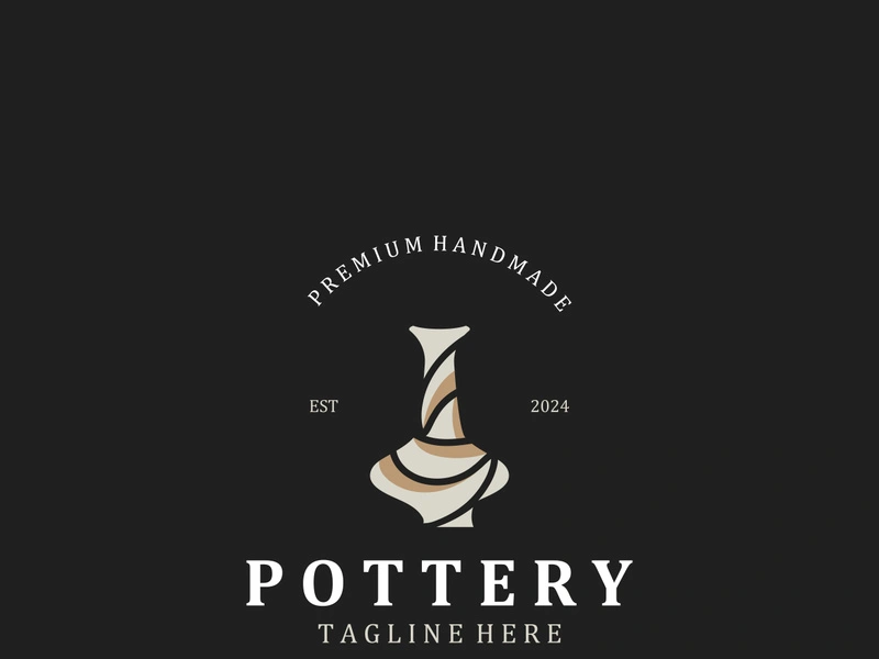 Pottery logo design handmade, creative traditional mug craft concept inspiration nature workshop