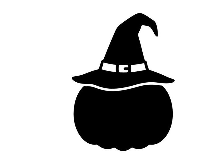 Sombrero de Bruja de Halloween con Silueta de Calabaza para Decoración Otoñal