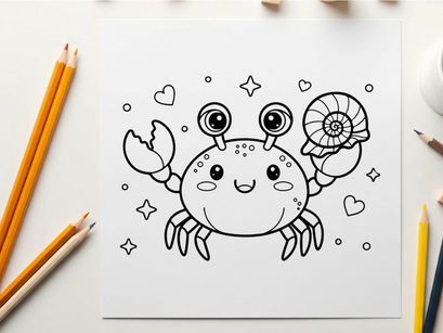 Cute crab mascot happy face vector illustration flat design