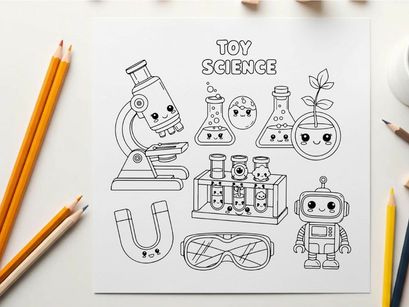 Cute science lab toys vector illustration flat design