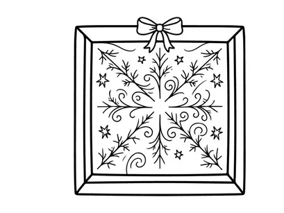 Marco elegante navideño blanco con copo de nieve ornamentado y lazo decorativo para decoración festiva