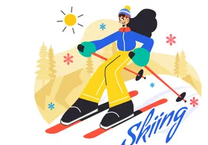 10 Skiing Winter Sport Activities Illustration