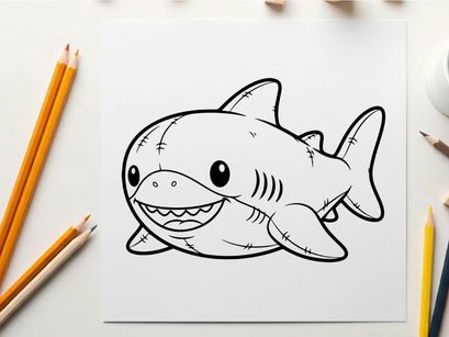 Cute smiling shark mascot vector illustration flat design
