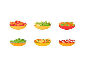 Nuts and beans and seeds in bowls cartoon vector illustrations set preview picture