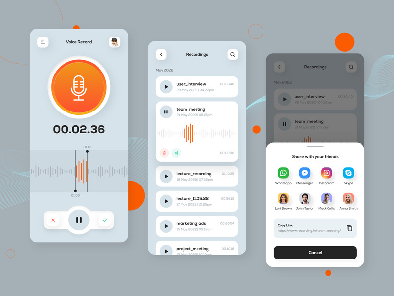 Voice Recorder App UI Design
