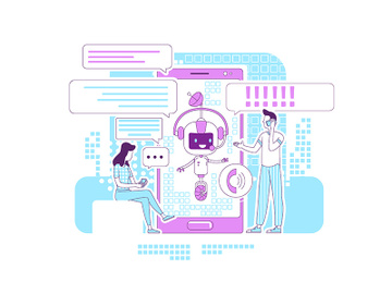 Chatbot app thin line concept vector illustration preview picture