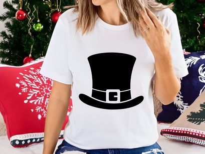 Black top hat with gold G monogram isolated on white background