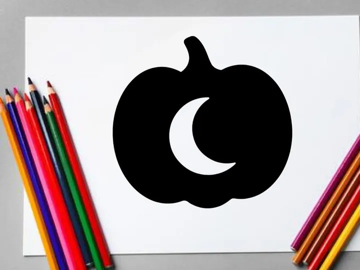 Calabaza negra con recorte de luna creciente para decoración de Halloween