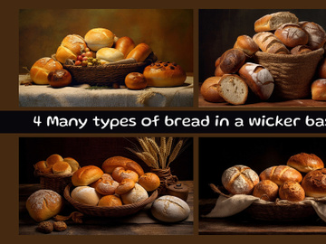Many types of bread in a wicker basket preview picture