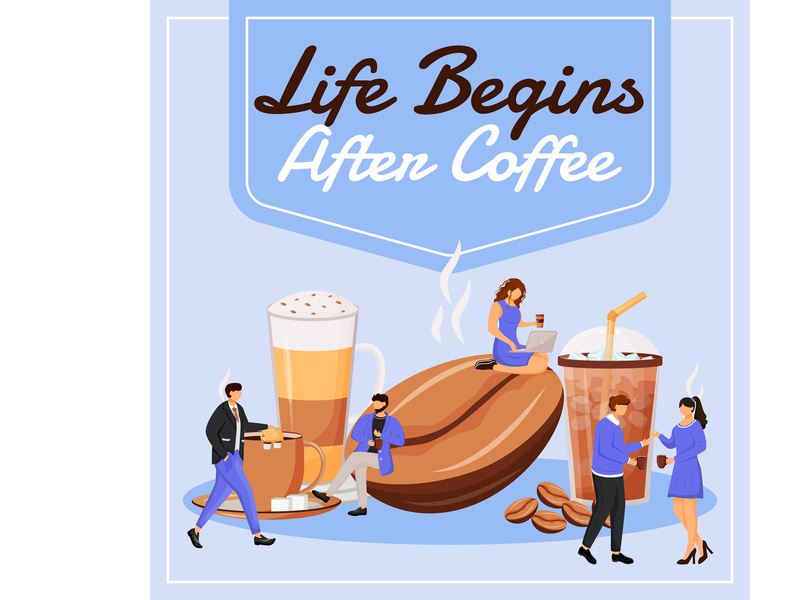 Life begins after coffee social media post mockup