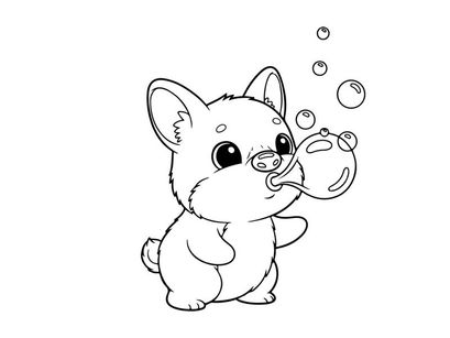 Cute fox blowing bubbles playful cartoon vector illustration