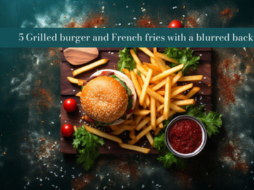 Grilled burger and french fries with a blurred background preview picture