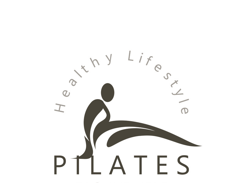 Abstract Pilates Logo, Yoga identity body balance vector monoline Design Template. wellness lifestyle