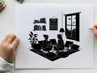 Couple and dog in living room with silhouette