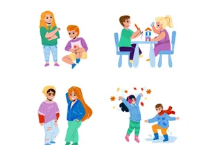 Kid boy girl characters