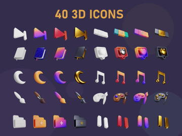 3D Interface rendering Icons preview picture