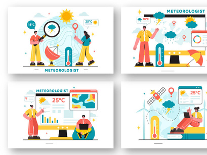 13 Meteorologist Vector Illustration