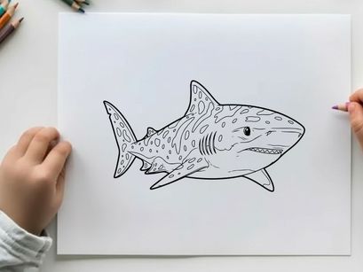 Cartoon shark swimming vector illustration flat design