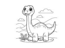 Cute dinosaur standing in swamp vector illustration