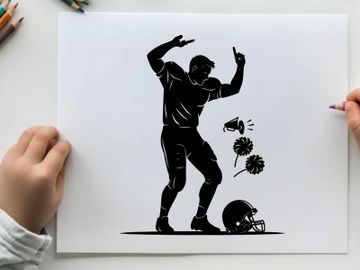 Silhouette of a man throwing a football with silhouette balls preview picture