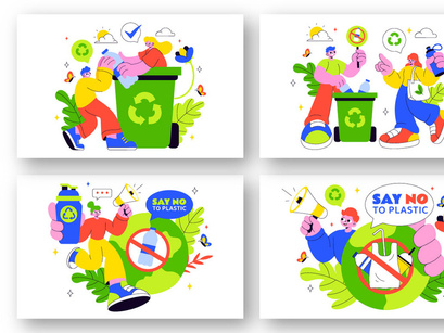 10 Plastic Waste Reduction Illustration
