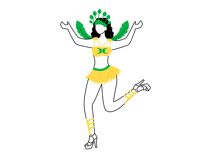 Samba dancer flat silhouette vector illustration