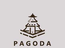 Pagoda culture logo vintage design illustration, temple heritage building vector
