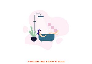A woman take a bath at home