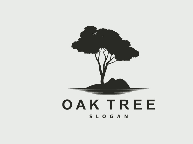 Oak Tree Logo, Nature Tree Plant Vector, Minimalist Simple Design