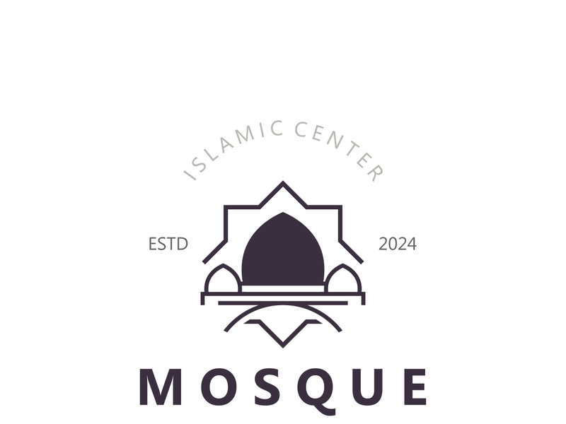 Mosque Logo design, simple islamic architecture, emblem symbol islamic center vector template