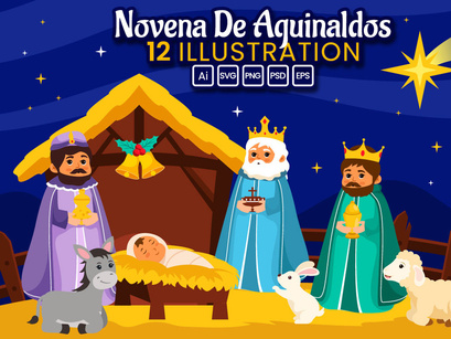 12 Novena De Aguinaldos Illustration