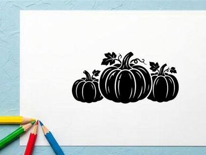 Silhouette of Pumpkins and Autumn Leaves for Fall Harvest Decor