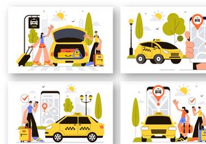 9 Taxi Booking Travel Service Illustration