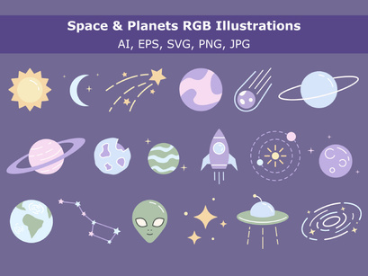 Space Flat Vector Icons Pack