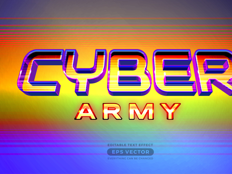 Cyber army editable text effect style with vibrant theme concept for trendy flyer, poster and banner template promotion