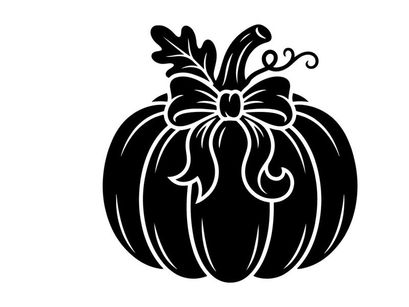 Stylized Halloween Pumpkin with Bow for Fall Decorations