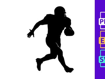 American football player running with ball in hand silhouette preview picture