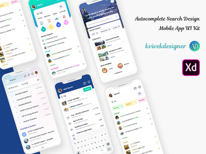 Autocomplete Search Design Mobile App UI Kit