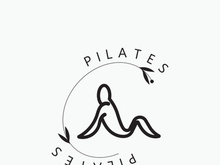 Abstract Pilates Logo, Yoga identity body balance vector monoline Design Template. wellness lifestyle