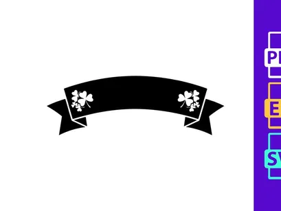 Black ribbon banner with white floral skulls elegant design vector
