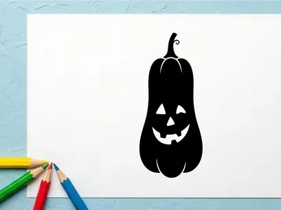Ilustração de Abóbora de Halloween Jack-o'-Lantern com Rosto Assustador
